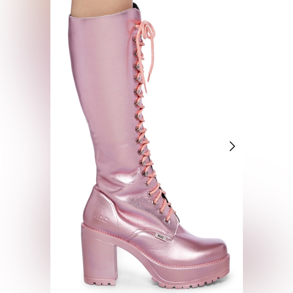 ROCK BOOTS Lash knee high boots pink